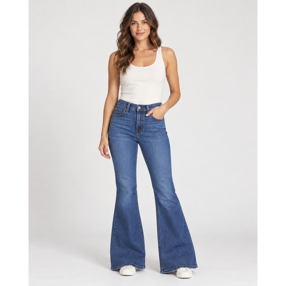 Levi's 726 Flare Jeans Women's Size 31 High Rise Blue Stretch Denim Y2K
